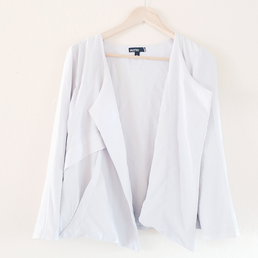 Grey Lunar Silky Blazer Open Front Jacket Valette